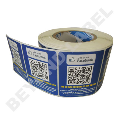 Roll promotional label with QR code printing